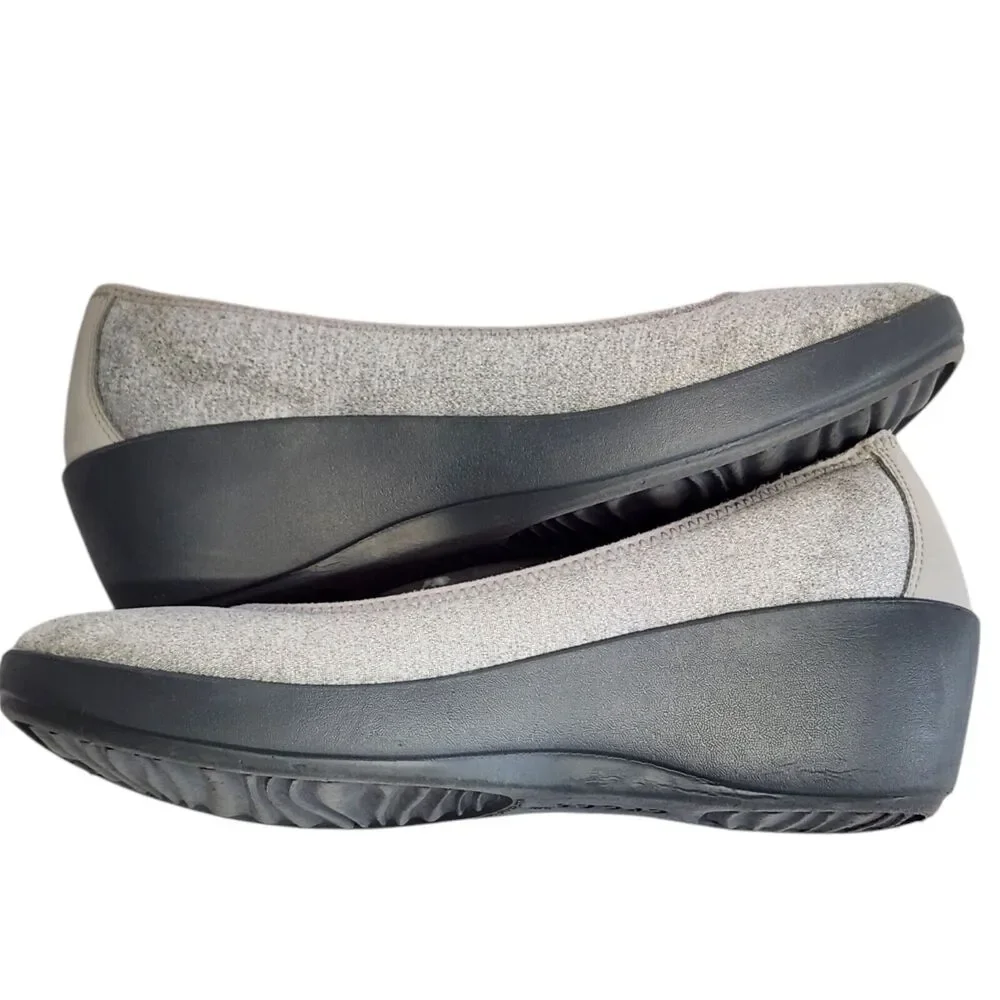 Crocs Busy Day Stretch Ballet Wedge Shoes Womens 9 Slip On Gray Dual Comfort